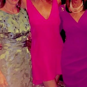 Pink silk Amanda Uprichsrd dress.  Deep V